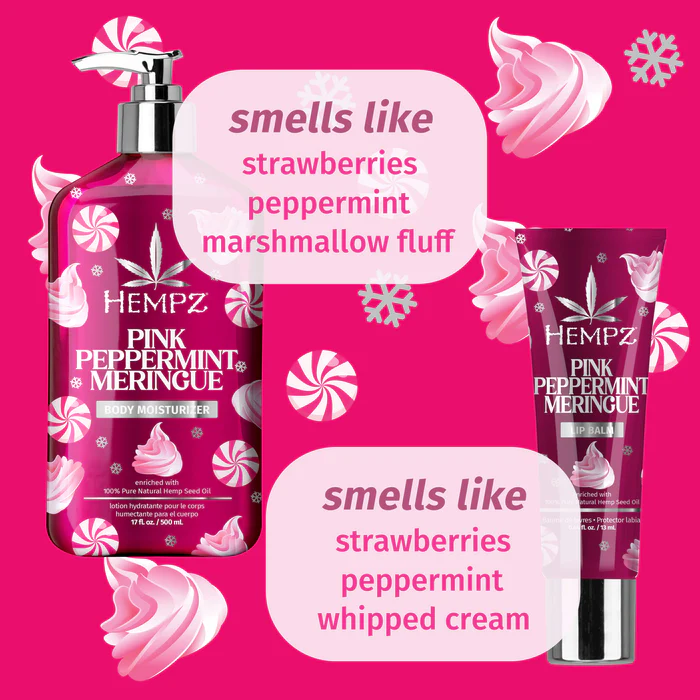 Festive Mint Hydration Pink Peppermint Meringue Lotion & Lip Balm Gift Set