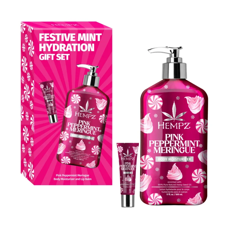 Festive Mint Hydration Pink Peppermint Meringue Lotion & Lip Balm Gift Set