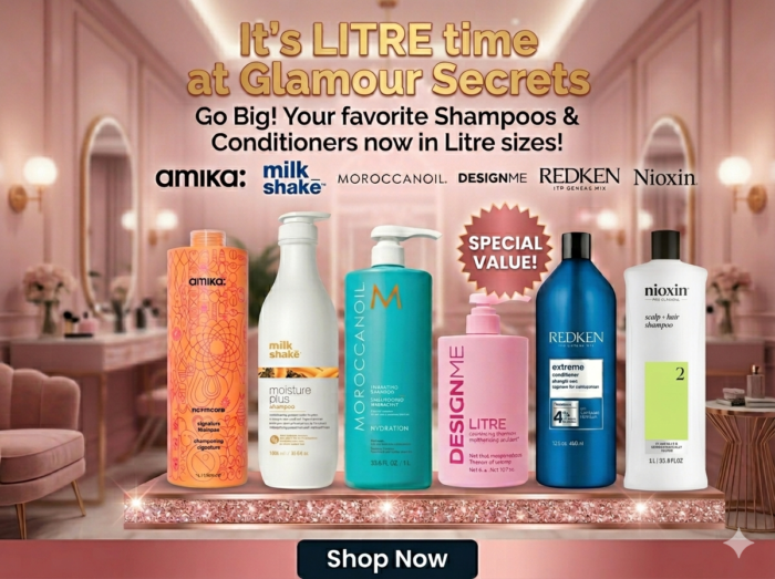 Glamour Secrets Atlantic It's LITRE time at Glamour Secrets Designme, redken, matrix, morroccanoil, Amika, Milkshake Nixoin